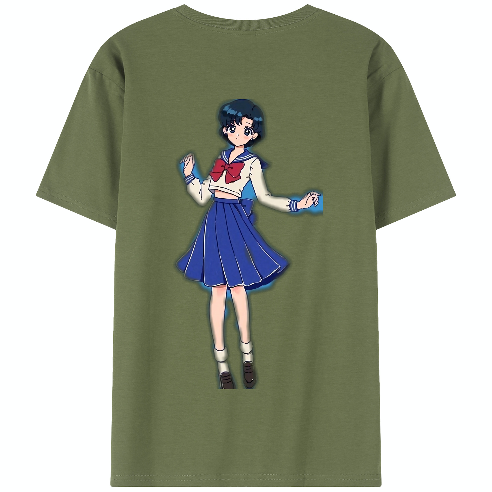 （画像用） 美少女戦士セーラームーン 水野 亜美 みずの あみ Sailor Moon Mizuno Ami 綿100％半袖Tシャツ（背面プリント）